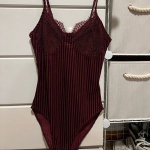 Maroon Velvet Tank Bodysuit